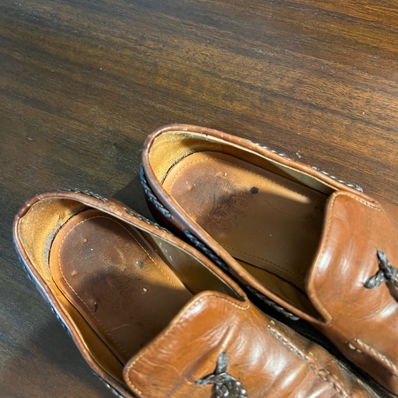 Bruno Magli Chestnut Leather Tassel Loafers - Picture 7 of 9